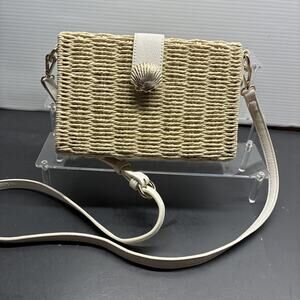 LC Lauren Conrad Woven Purse, Seashell Detachable Strap 5.5" X 8” X 2”